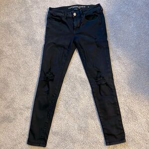 American Eagle distressed black stretch skinny jeans